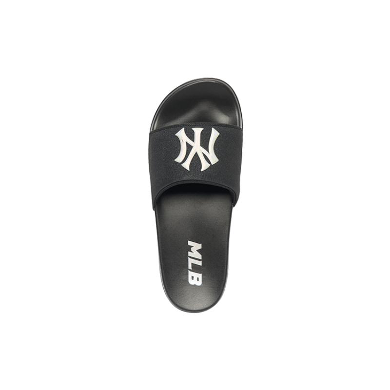 MLB Slipper Slide Slippers Unisex Black White Sneakers 3ALPAD423-50BKS