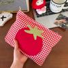 Woman Makeup Bag Cute Red Grid Tomato Toilet Bag Large Capacity Hand in Hand Bag for Traveling Simple and Versatile Makeup Storage Bag Clutch Bags