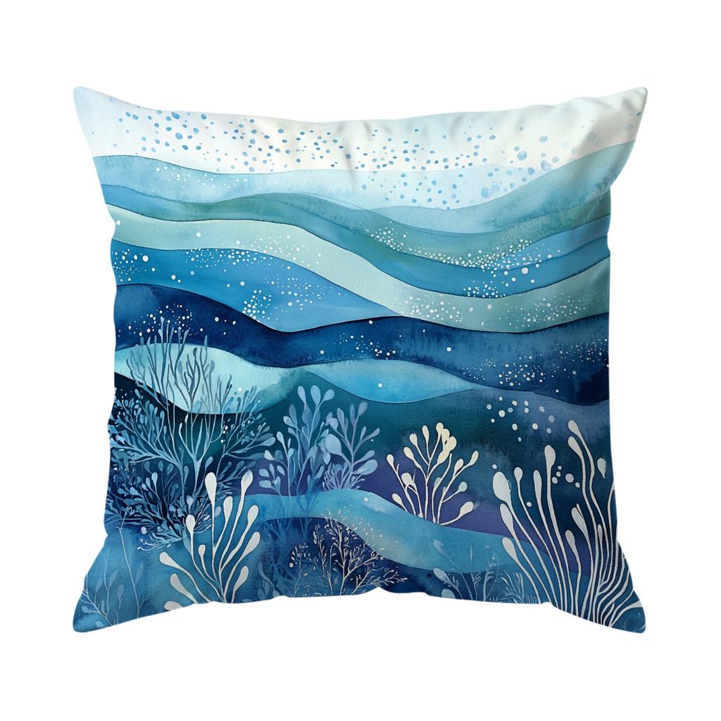 4pcs setblue and white waves Cushions Pillowcase Polyester Cushion Cover Throw Pillow Pillowcover Home Car Sofa Decor