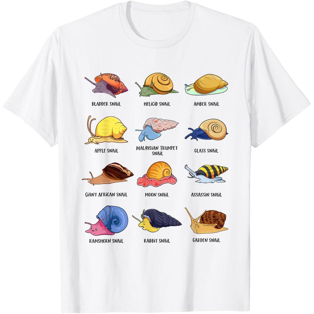 Snails of the World Snail Species Funny T Shirts Men Cotton Humor Streetwear Tee Shirt Short Sleeve Unisex Loose Clothing