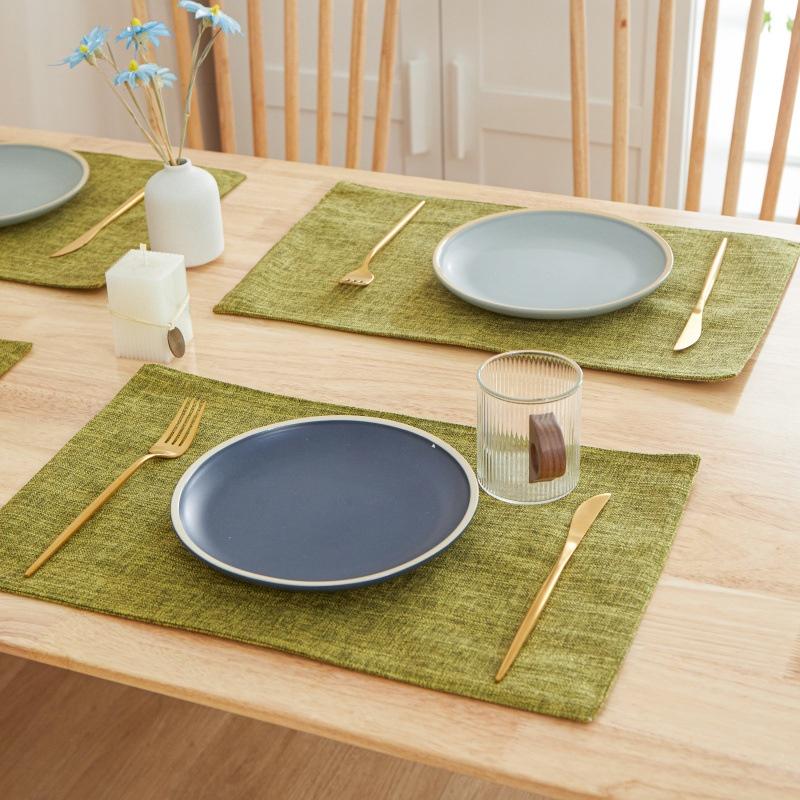 Nordic Ins Style Linen Solid Color Dining Mat Dining Table Mat Western Dining Table Bowl and Cup Mat On Both Sides