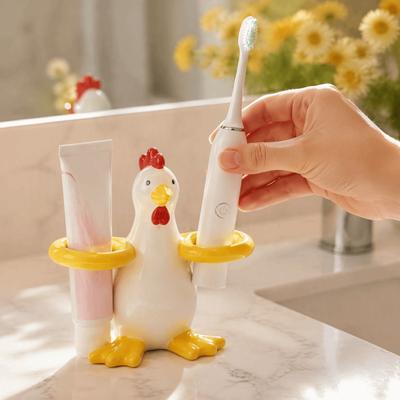2 Slot Toothpaste Toothbrush Rack Chicken Shaped Toothbrush Storage Stand  Hotel Use