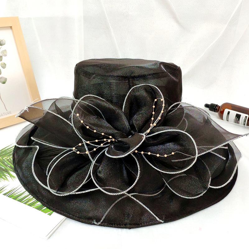 Wind Lace Big Edge Sun Hat Children Summer Elegant Flower Fashion Hepburn Style Sun Hat Sun Protection Beach Hat