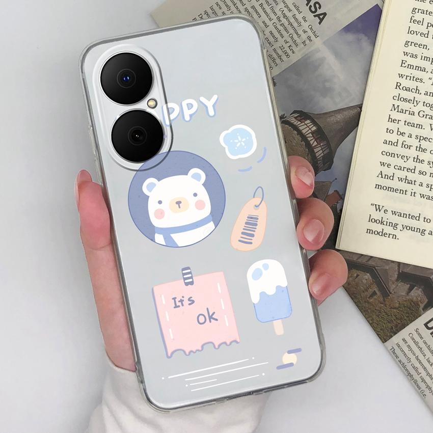 For Huawei Enjoy 70x 80 Y5 Y6 P40 P50 Y8p Covers Case Lovely Owl Patterns Transparent Silicone Camera Protection Dustproof Shell For Huawei Phone Bags