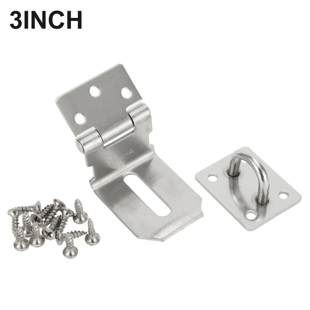 90 Degrees Door Buckle Lock Right Angle Latch Lock Security Hasps Stainless Steel Gate Padlock 3/4/5inch Door Hardware