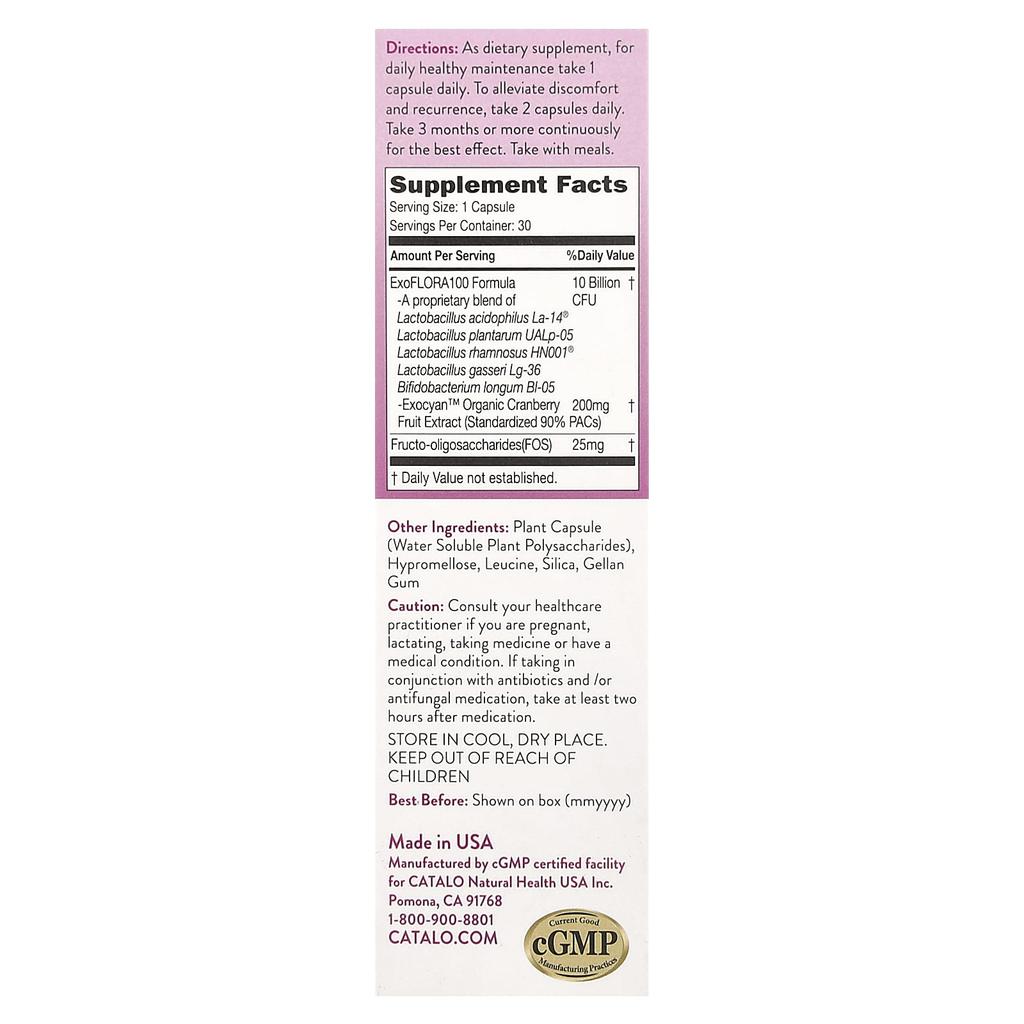 CATALO, Formel für das Gleichgewicht der weiblichen Vaginalflora, 30 Gemüsekapseln