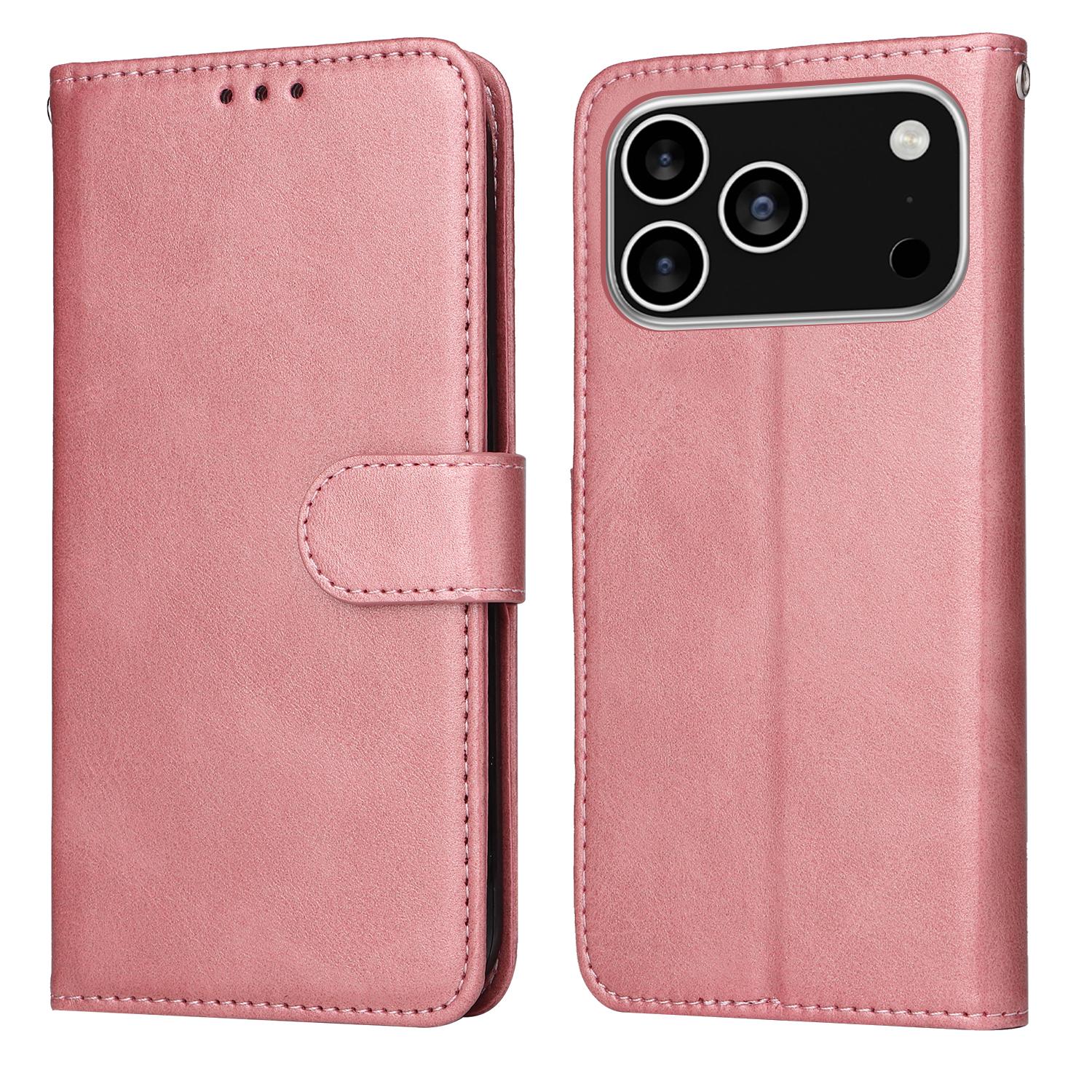 

For iPhone 17 Pro Case Wallet PU Leather Folio Flip Phone Cover Pink