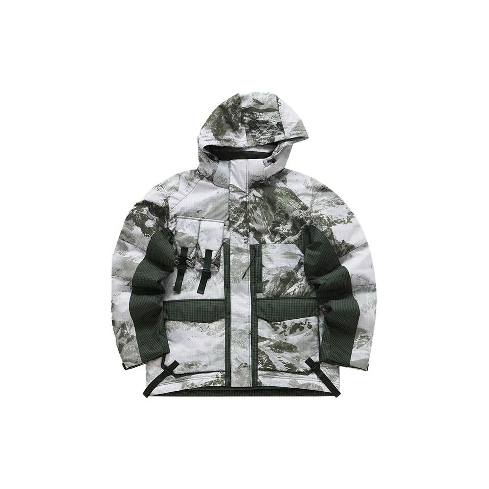 Fila Fusion Full Print Spliced Zipper Hooded Warm Jacket Down Coat Men Jackets Dark-Green T11M341905F-GN