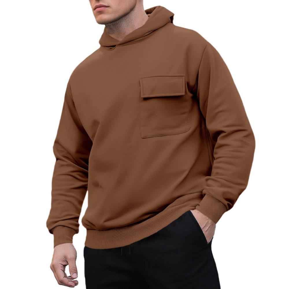 

Американский стиль Осень Зима Новая мода Мужская однотонная толстовка с капюшоном и длинным рукавом, с большим карманом, повседневная, трендовая, для улицы XXXL кофейный