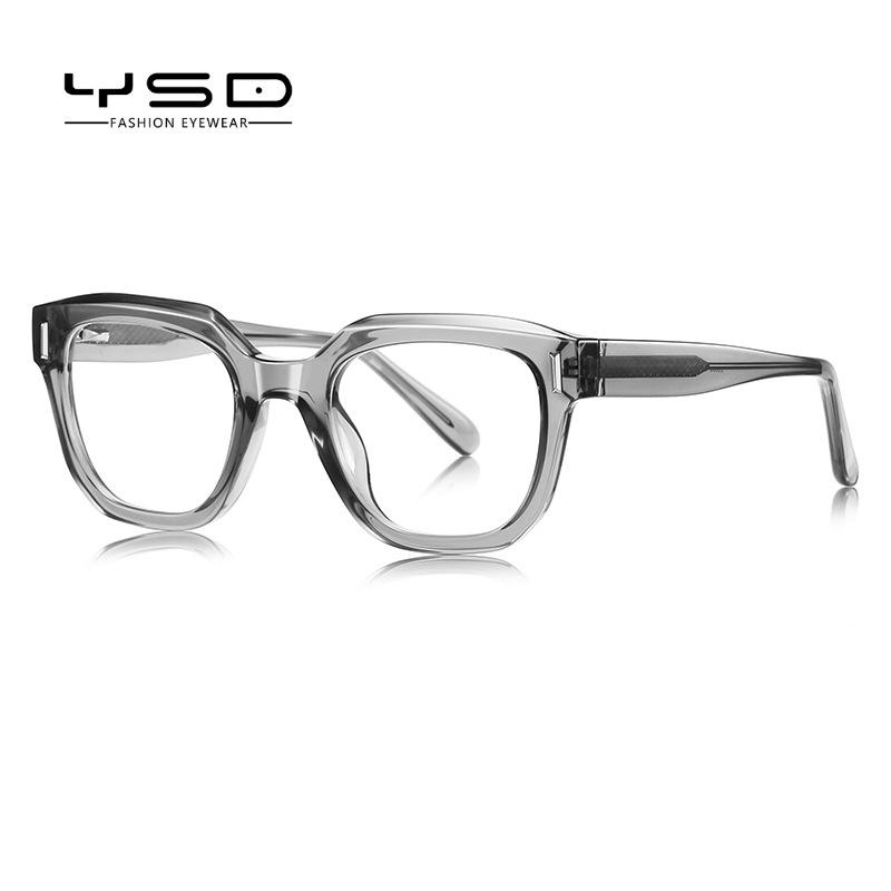 LS009 Retro Flat-Top Men's Large Frame TR Eyeglasses with Spring Hinges, Korean and European American Style