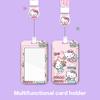 Kawaii Hello Kitty Photo Card Holder Sanrio Kt Cat Telescopic Easy-Pull Buckle Card Sleeves Pendant Meal Card Bus Card Cover