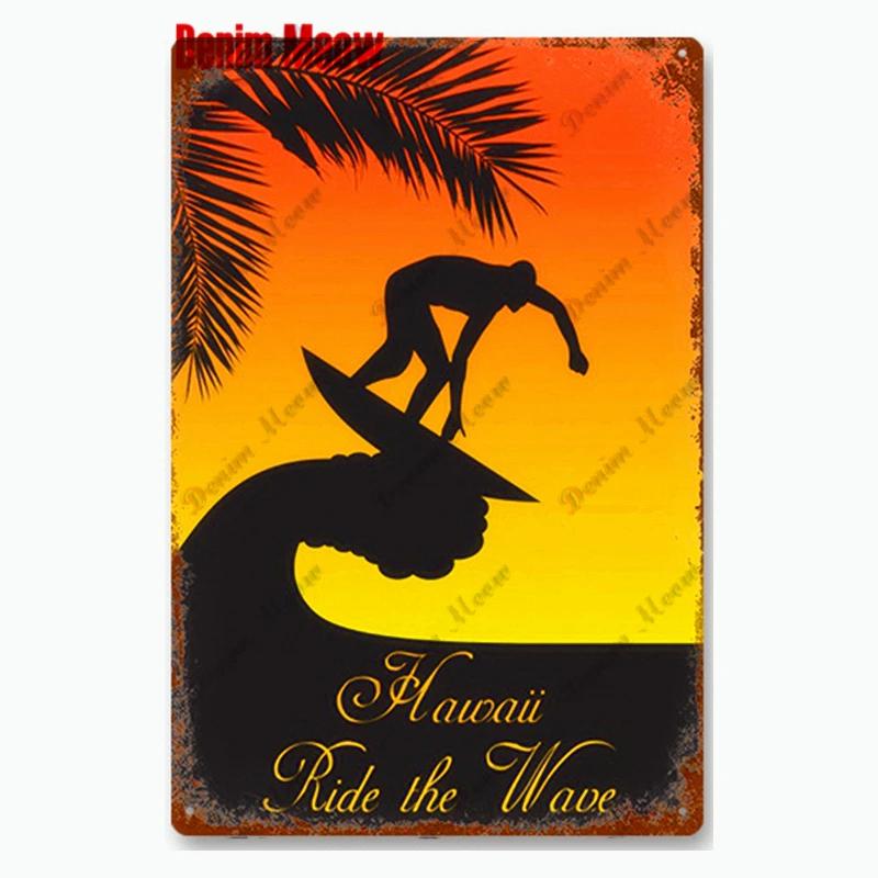 Vintage Beach Time Metal Sign Summer Party Place Plates Relax Surfing Metal Wall Sign Pub Shed Sign Happy Place Decor WY