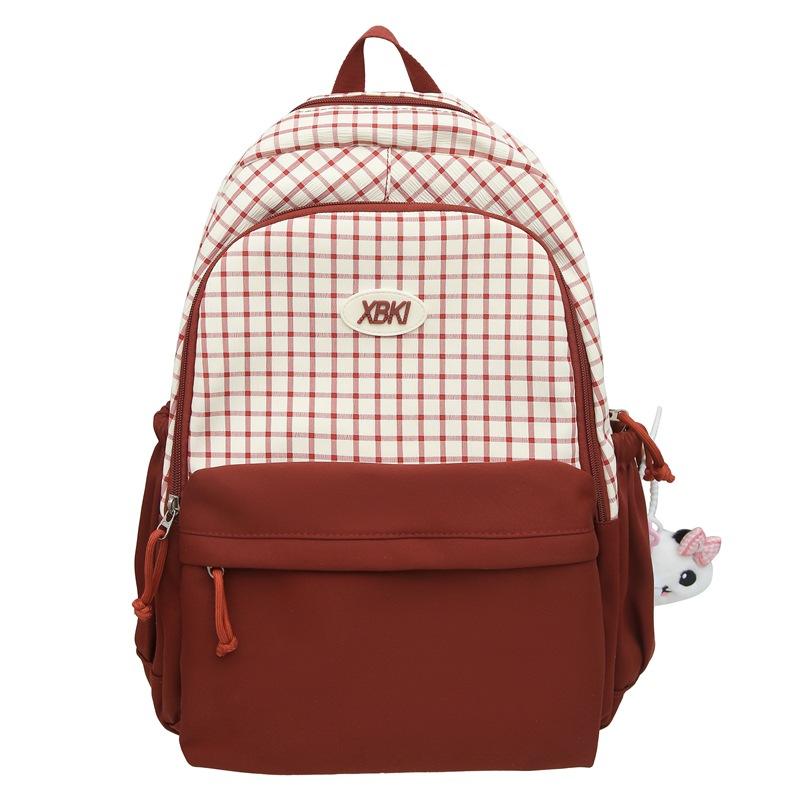 Schoolbagins Style Japanese Plaid Backpack Niche, Junior High School Girls, High School Students, Schoolbags, Women's Large-capacity Travel Backpacks