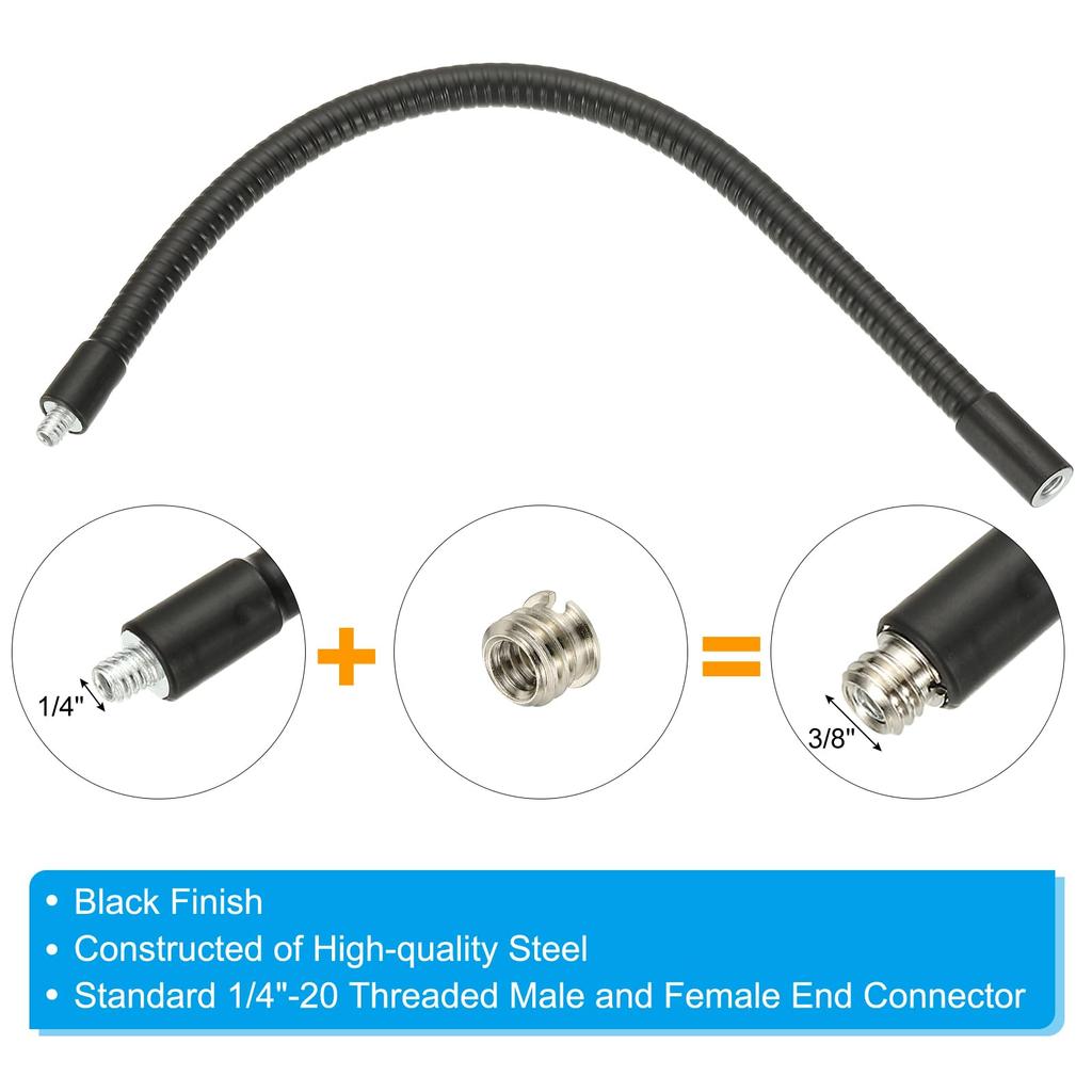 PATIKIL Husí krk Samice na Samec Závit Kovový Univerzální Hadice Flexibilní Rameno Husí Krk Trubka Prodlužovací Držák s Redukčním Šroubem pro Akční Kameru Mobil