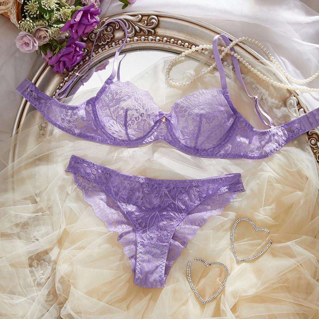 French Lace Lingerie Set: Sexy Hollowed-Out Bra & Thong Duo