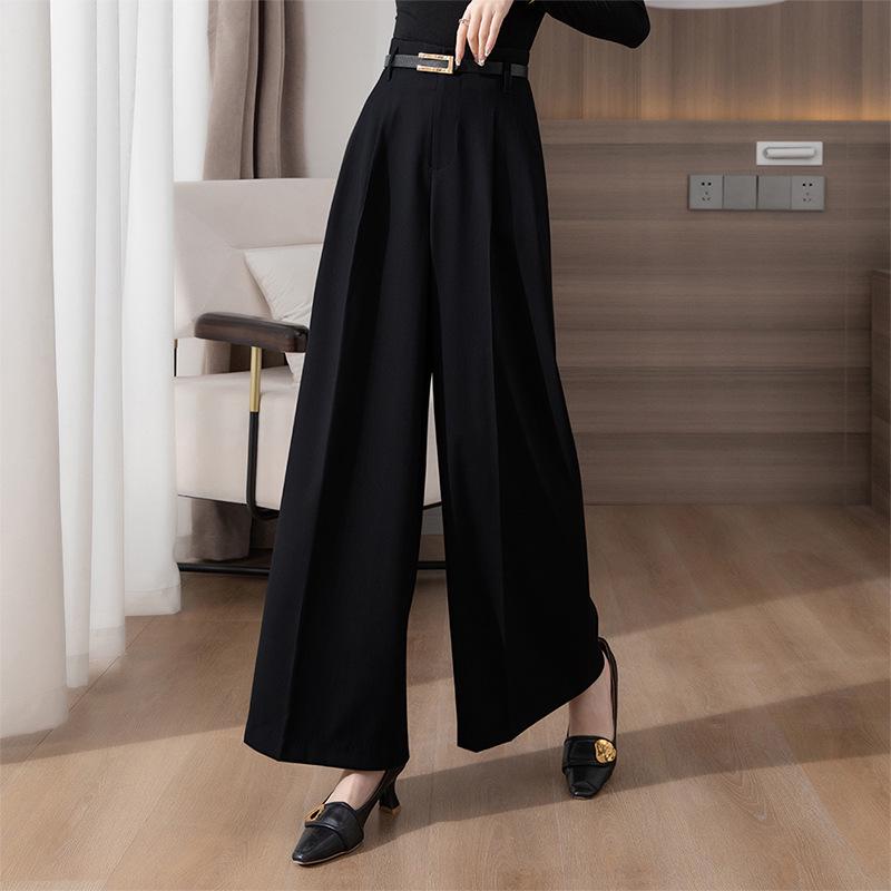 2025 Autumn/Winter High-Waisted Wide-Leg Swing Skirt Pants - Professional Floor-Length Trousers