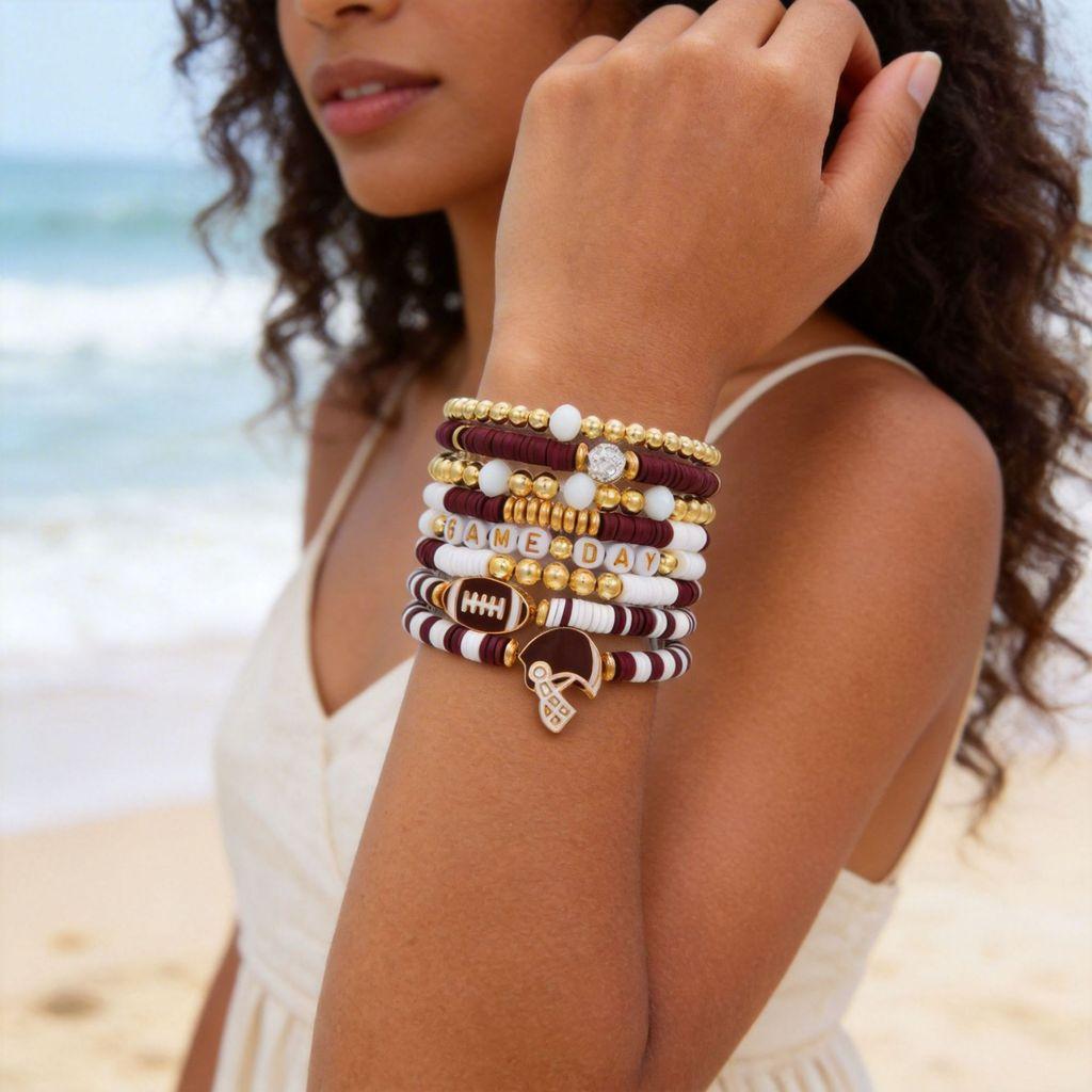 Football Friendship Bracelets Set With Geometric Shapes For Men And Women