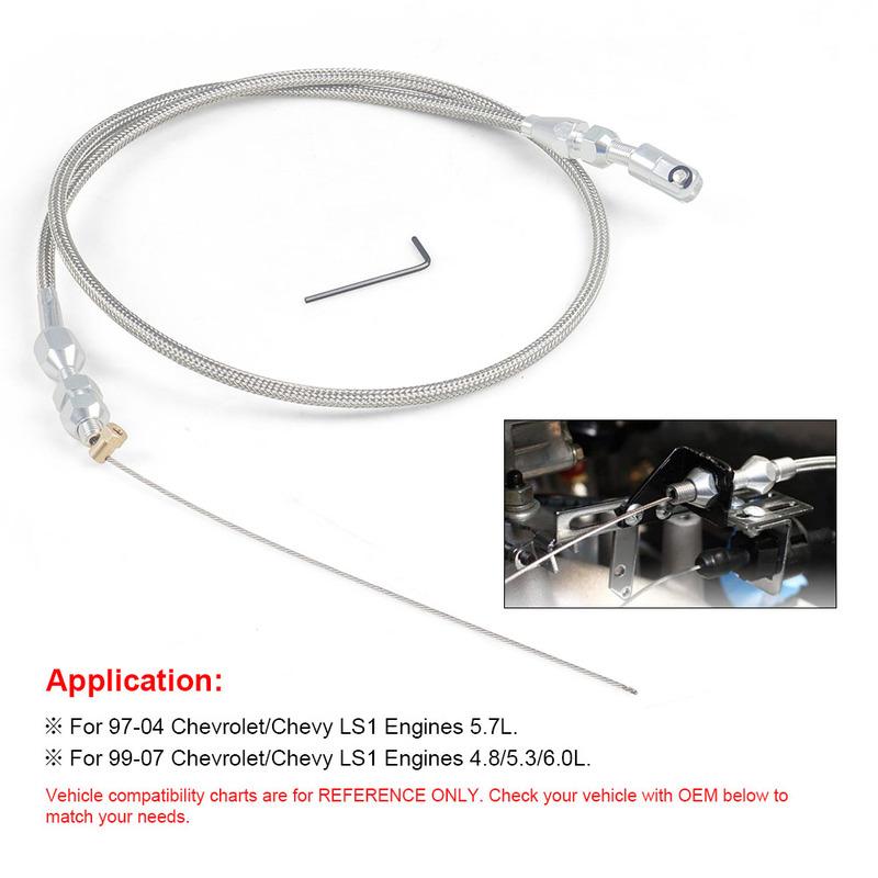 

36 Throttle Gas Cable Kit Stainless Steel Braided For 97-07 Chevrolet/Chevy LS1 Engine 4.8L 5.3L 5.7L 6.0L