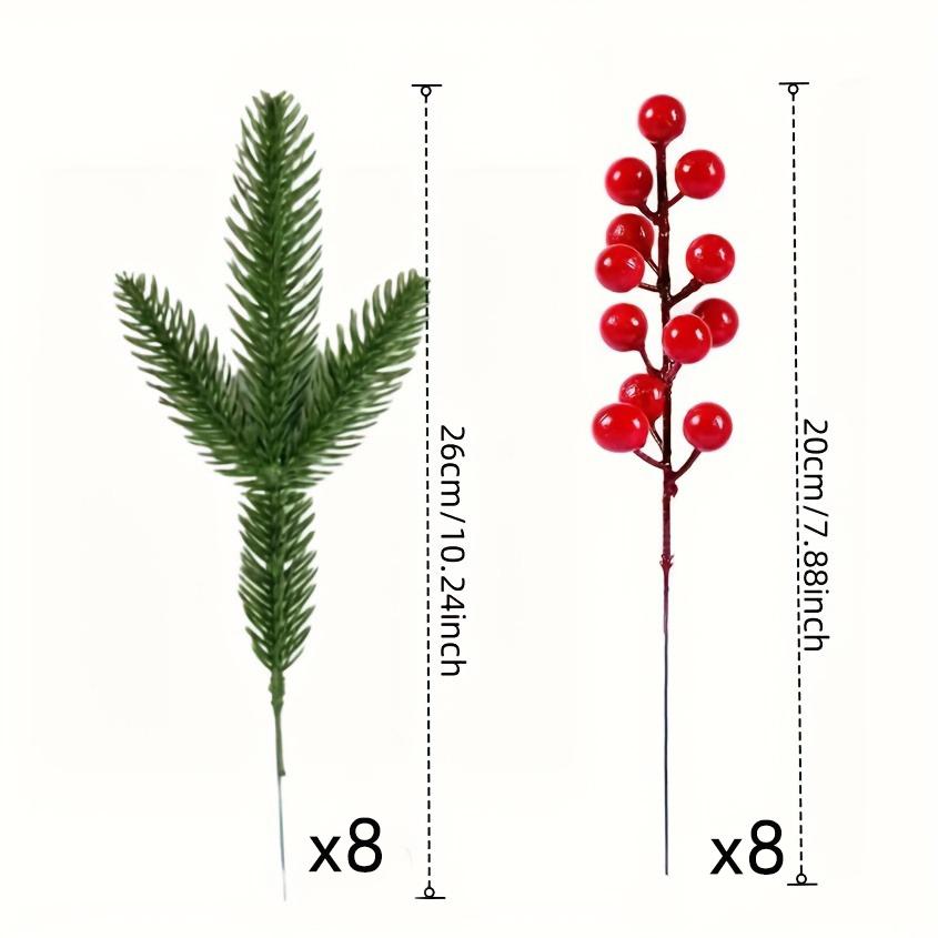 

16 шт. Рождественское украшение Искусственная сосновая игла Ягодный букет для домашнего декора Рождественская елка 2026 Новый год Навидад DIY Подарок Орнамент