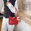 1pcs Pure Color Polka Dot Shoulder Bag Fashi Armpit Bag Bucket Bag Comes with Pendant