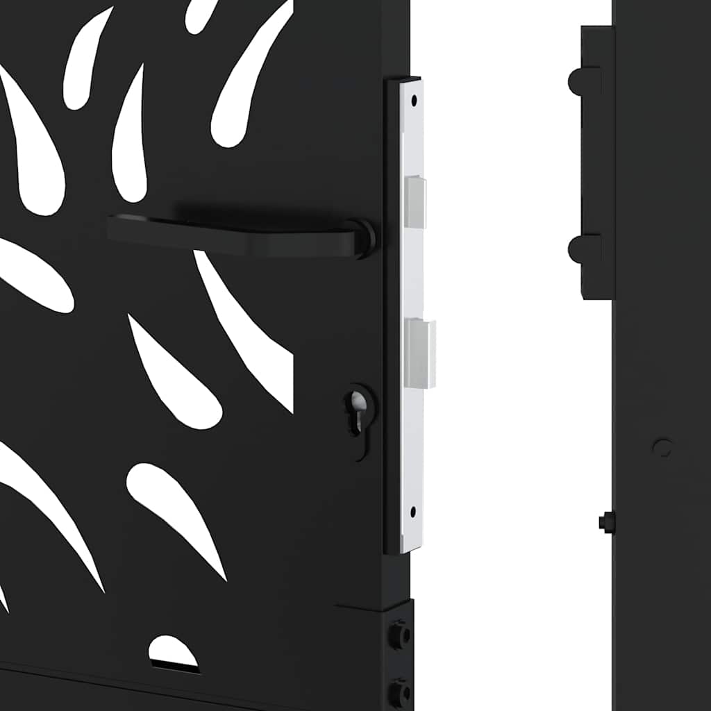 Black Garden Gate 105X180 Cm Steel Flame Pattern