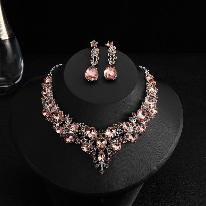 Atmospheric Bridal Necklace Earrings Zircon Wedding Jewelry Set Wedding Dress Evening Dress Accessories Wedding Banquet Jewelry