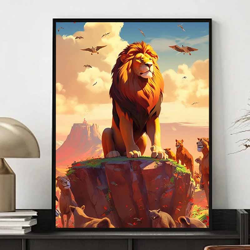Disney 5D DIY Diamond Painting The Lion King Pride Stone Classic Scene Illustration Cartoon Full Diamond Mosaic Diamond Painting Art WallDecorationSet