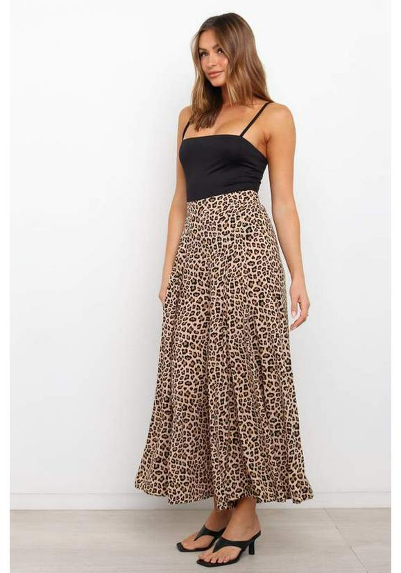 Frühjahr/Sommer 2025 High-Waist Hose mit Leopardenmuster und weitem Bein
