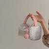 Original Silver Powder Color Matching Woven Pattern Pillow, New Hand Bag, Small Bag, Portable Cosmetic Bag, Storage Bag, Finishing Bag.