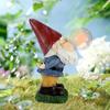Blowing‑bubble Gnome Statue Solar LED Light Resin Garden Outdoor Yard Ornament Decor