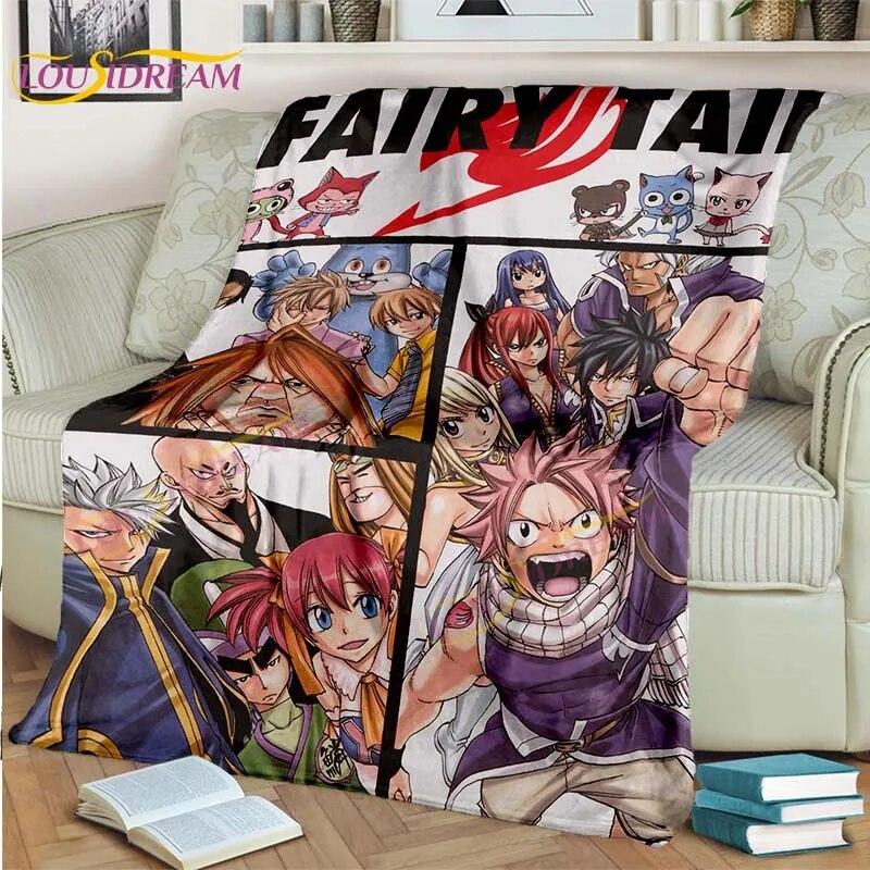 Fairy Tail Blanket Anime Blanket Natsu Blanket 3D Cartoon Covered Blanket Flannel for Bedding Children Room Decor Warm Blanket