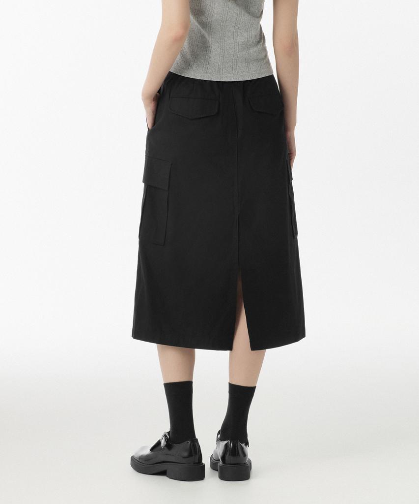 MUSINSA STANDARD WOMAN Women'S Cargo Elastic Midi Skirt [Black]