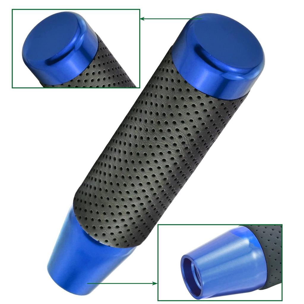 Lunsom 130mm Shift Knob Aluminum Alloy Car Shift Lever Shift Knob PU Leather for Auto and Manual Car (Blue)