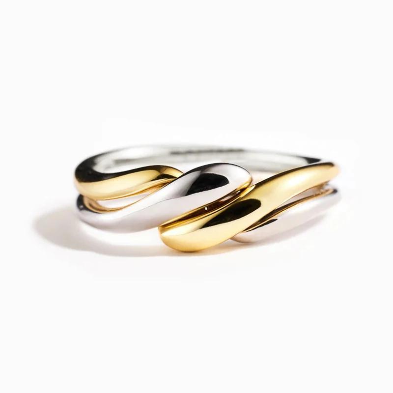 Trendy Two Tone Twist Finger Women s Ring Modern Fashion Female Metal Rings Daily Wear Versatile Accessories Jewelry 8