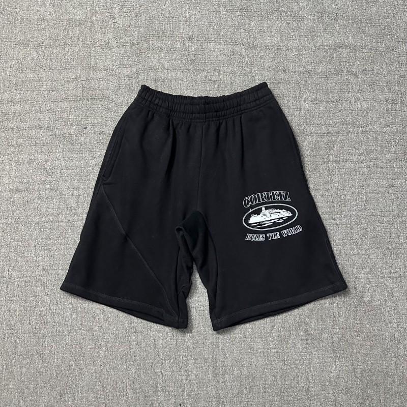 Corteiz Streetwear Short Pants Men Women Alcatraz Ship Print Loose Fit Cotton Shorts