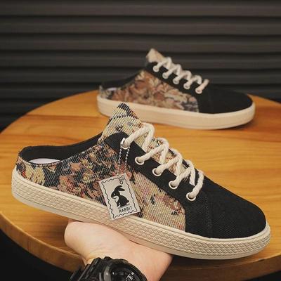 Sandali da Uomo Estivi Slip-On in Tela - Tendenza Punta Chiusa, Senza Tacco Mezzi Pantofole Bianchi