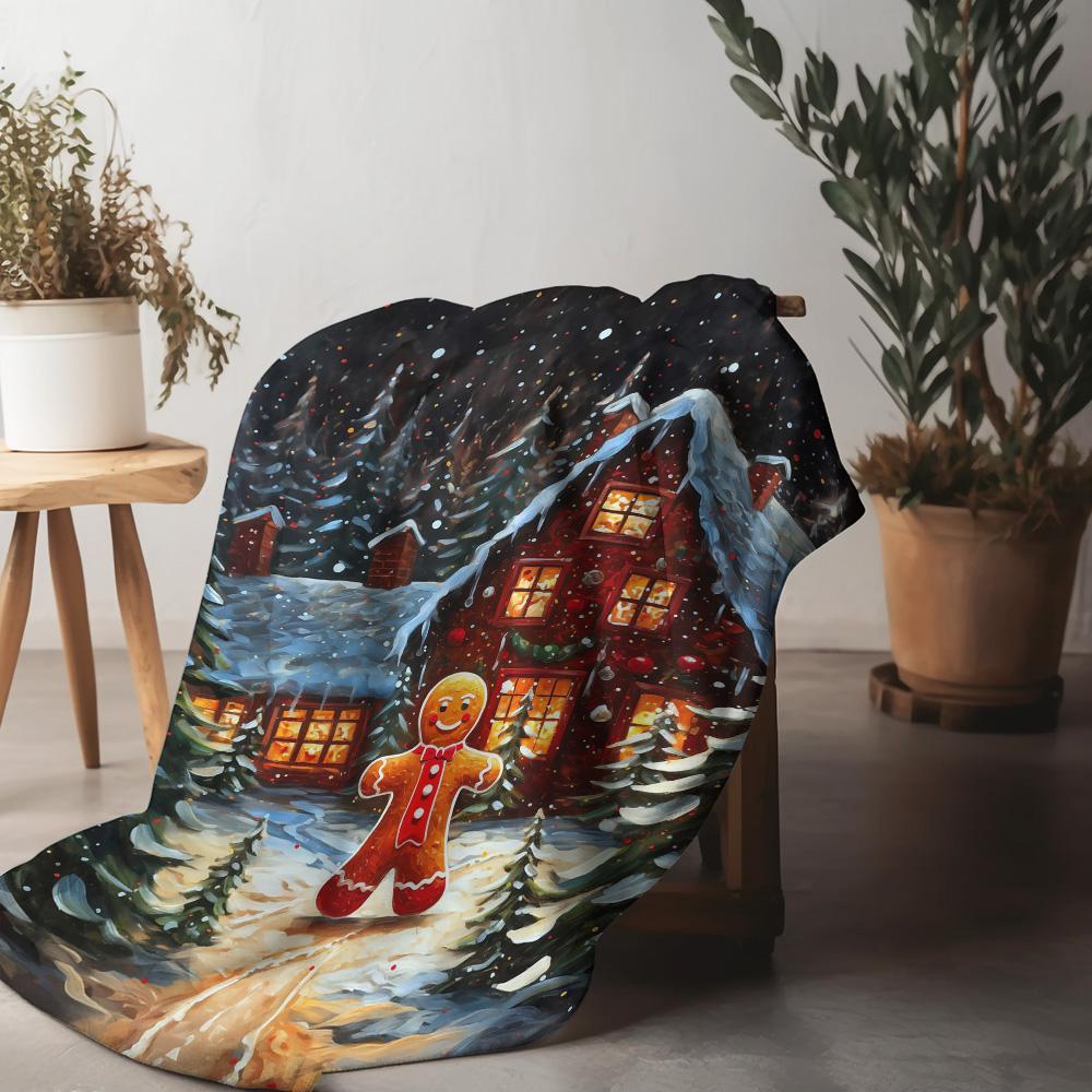 Tuniu Cute Gingerbread Man Winter Christmas Blanket Sofa Bed Throw for Kids Teens Adults