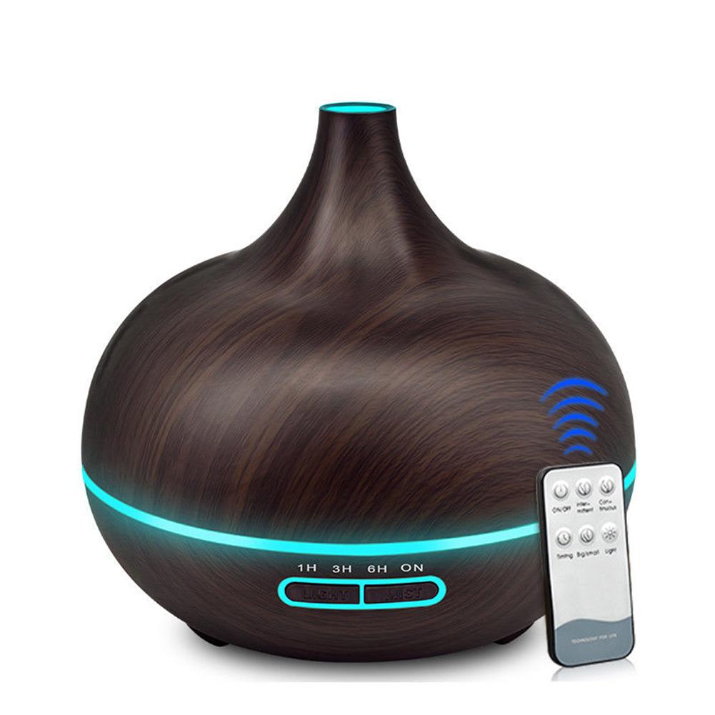 

Fashion Wood Grain Aroma Essential Oil Diffuser Ultrasonic Air Humidifier Colourful Night Light Home Decoration Dark wood grainEU plug