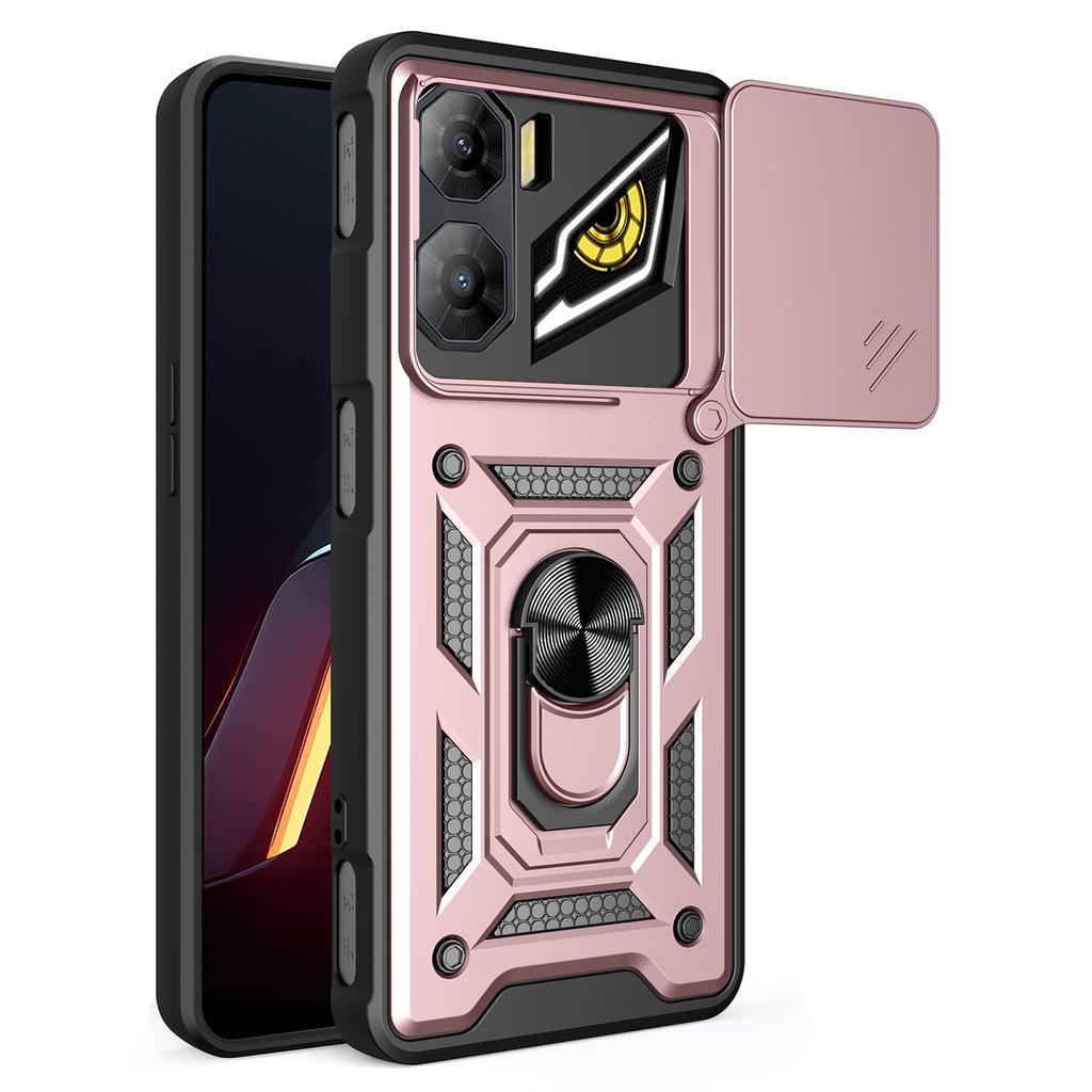 For ZTE nubia Neo 3 5G Case with Slide Camera Lid PC+TPU Kickstand Phone Cover
