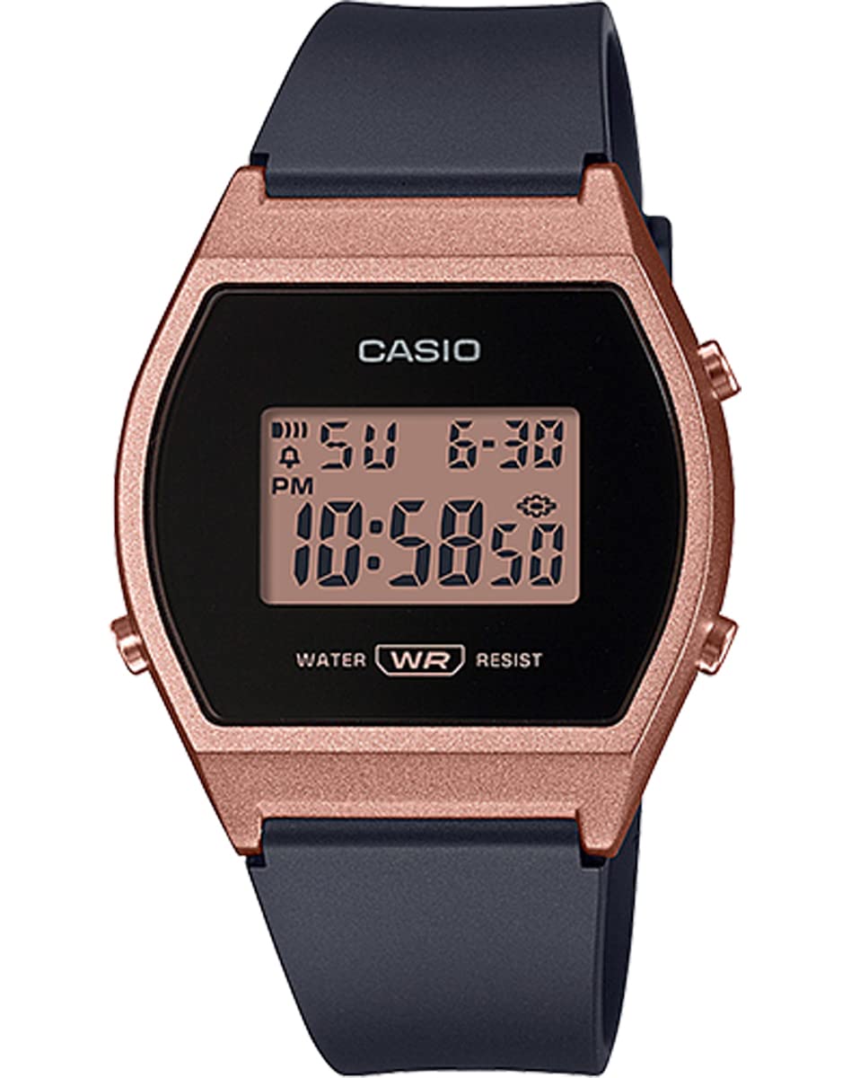 Casio Standard Digital Ladies Wristwatch LW-204-1A Black Rose Gold