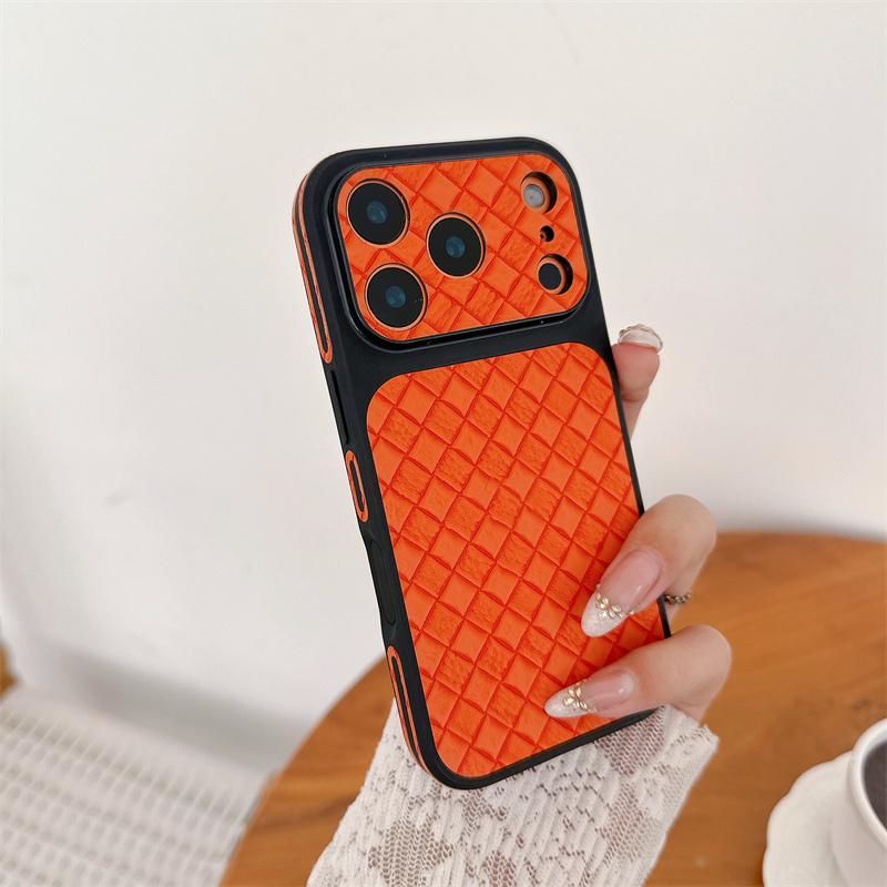Side Mounted Diamond Grid Texture Phone Case For For Iphone 17 16 1 14 13 Pro Max Instant Turn 17 Large Window Shockproof Cover