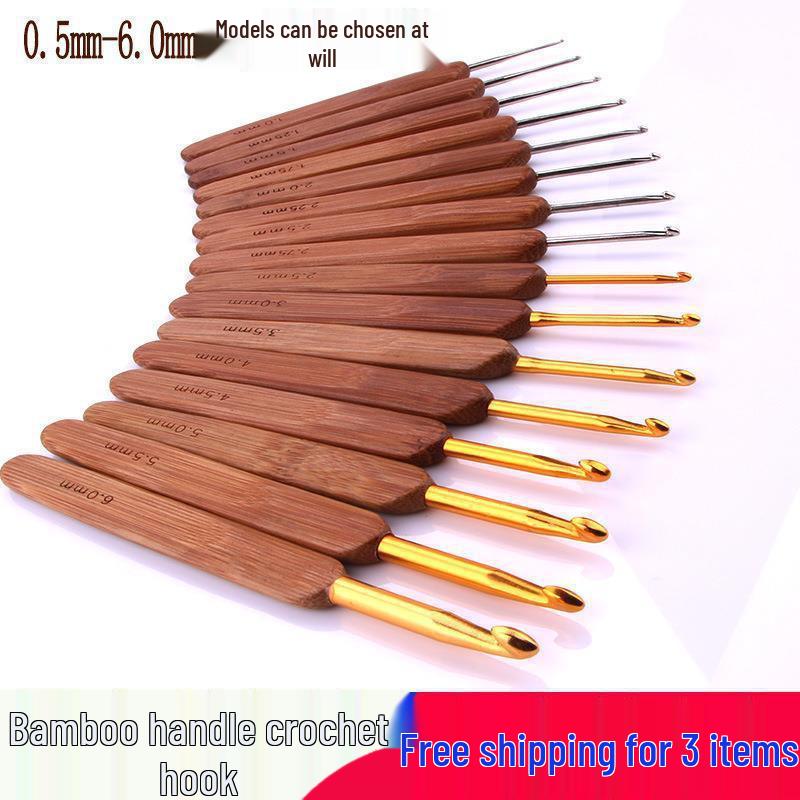 Blood Sandalwood Handle Crochet Hook - Non-slip Handmade Micro Needle for Yarn and Knitting with Safety Pin