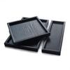 Rectangular Japanese Black Wooden Serving Tray - Solid Wood Plate for Dinner, Tea, or Water Cups. Perfect for Retro Restaurant Decor.