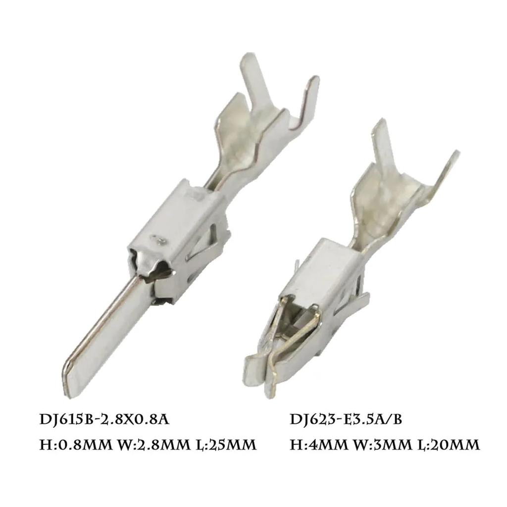 50 PCS 2.8/3.5mm Brass Tinned Electrical Car Wire Harness Connector Wiring Terminal Plug DJ623-E3.5AB/DJ615B-2.8 * 0.8A 2-964300-1(DJ615B-2.8x0.8A)