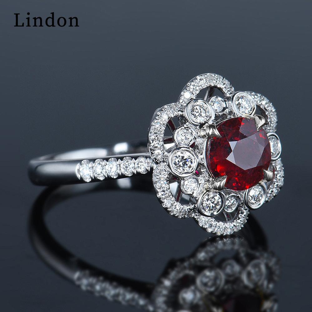 Lindon Anillo clásico de aleación de cobre con circón, joyería para mujer, regalo de fiesta de promesa de boda