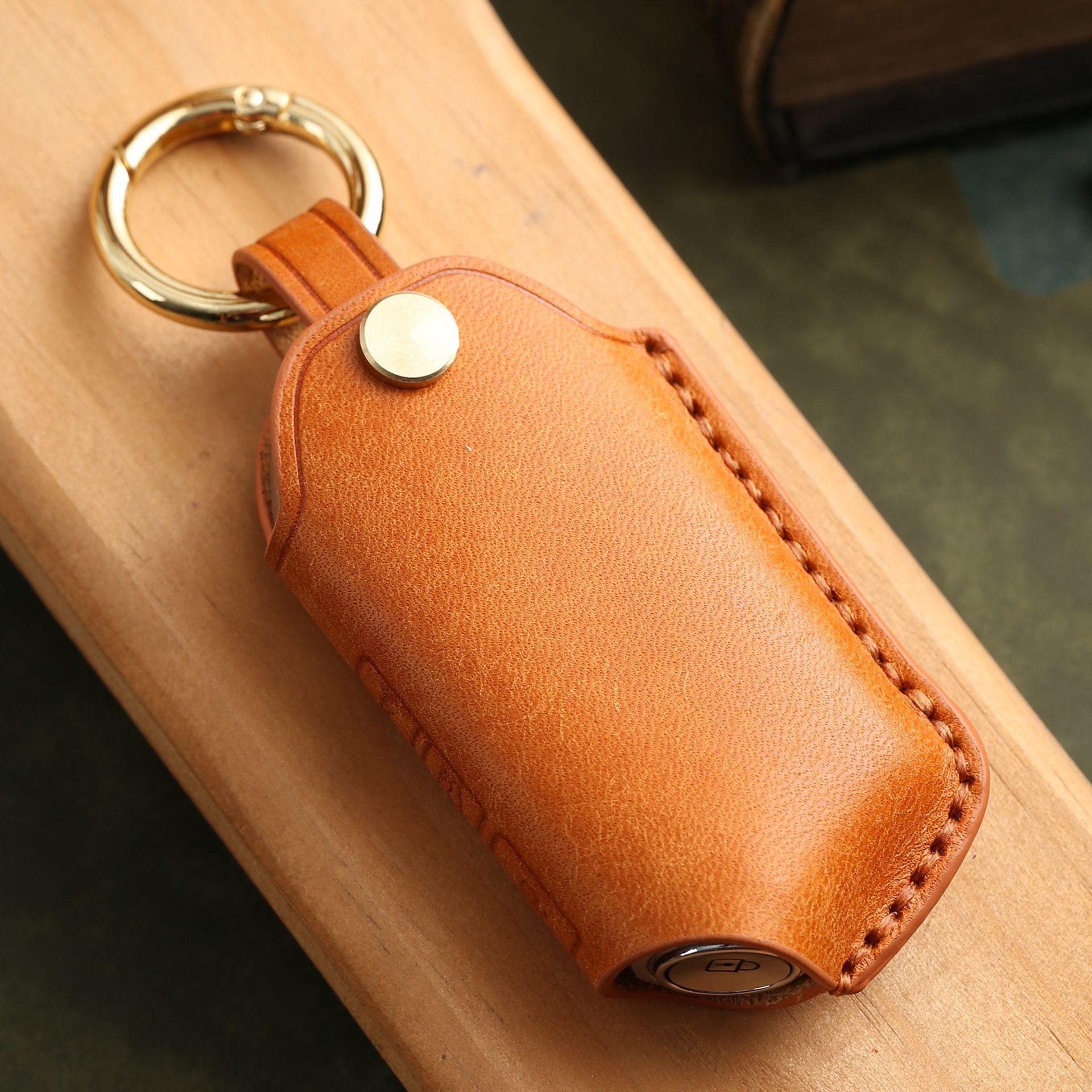 

Индивидуализированная кожаная сумка для ключей подходит для высококачественного чехла для ключей автомобиля, сшитого вручную, и кольца-оболочки для коммерческих автомобилей Kia оранжевый