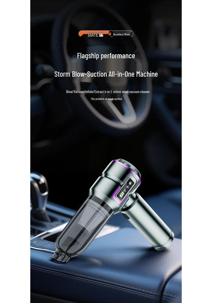 Portable Dual-Use Handheld Car Vacuum Cleaner with Strong Suction & Inflatable Function