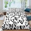 Love Duvet Cover Set QueenHeart Shaped Bedding Sets Love Heart Comforter Covergirls Boys White and Black Quilt Cover Full Size