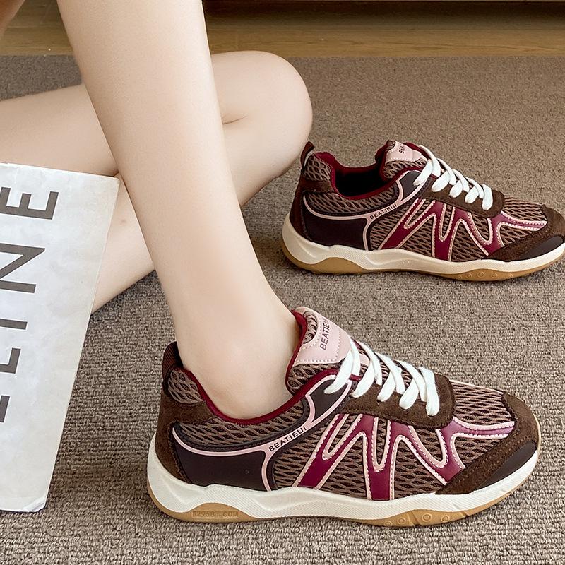 Retro mesh breathable German training shoes women's autumn new thick-soled versatile casual little white shoes lightweight sports Forrest Gump shoes