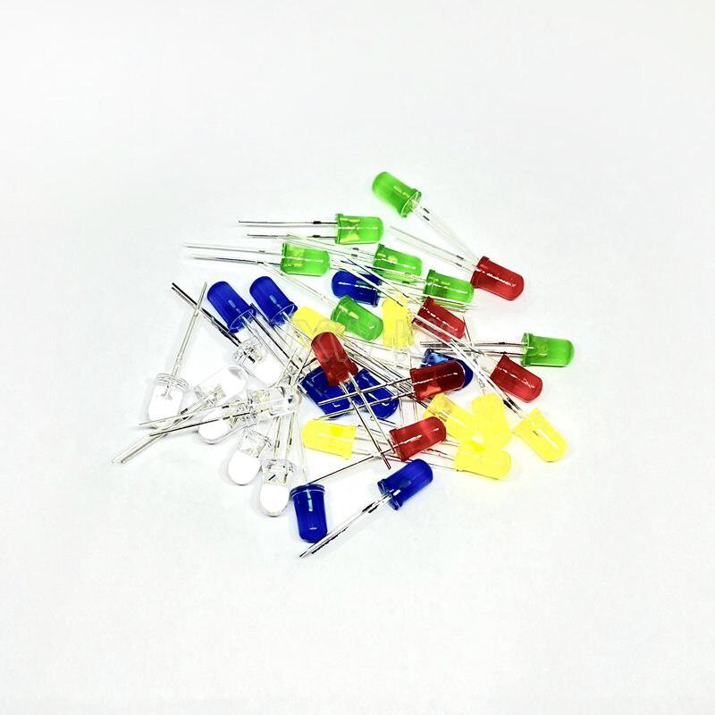 100PCS/LOT 3mm 5mm LED Diode  White Green Red Blue Yellow DIP F3 F5 Leds Light Emitting Diodes Electronic